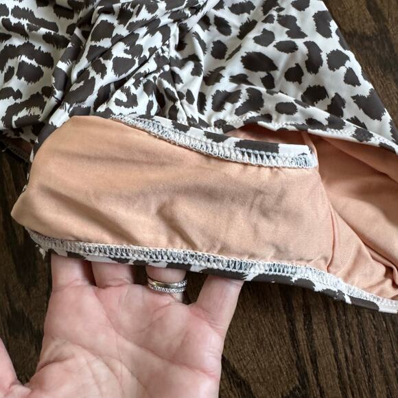 J.Crew Womens Ruched One Piece Swim Suit Gemma Bandeau Leopard Halter Size 12 - Picture 7 of 10